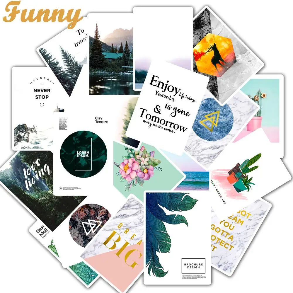 G020(24Pcs) 24 шт./лот, скандинавские декоративные наклейки s для ноутбука, мотоцикла, скейтборда, стикеры для багажа, детские игрушки, наклейки DIY - Цвет: G020(24Pcs)