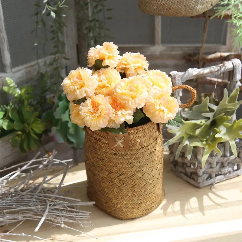 7 шт. головок Искусственные цветы хризантемы руки связали шелковые элегантные