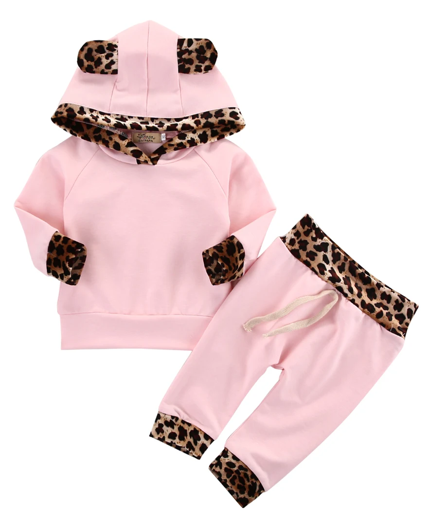 

2018 Fashion Newborn Infant Baby Girls Clothes Hoodie Coat Pink Tops+Pants Leggings Outfits Set 2PCS