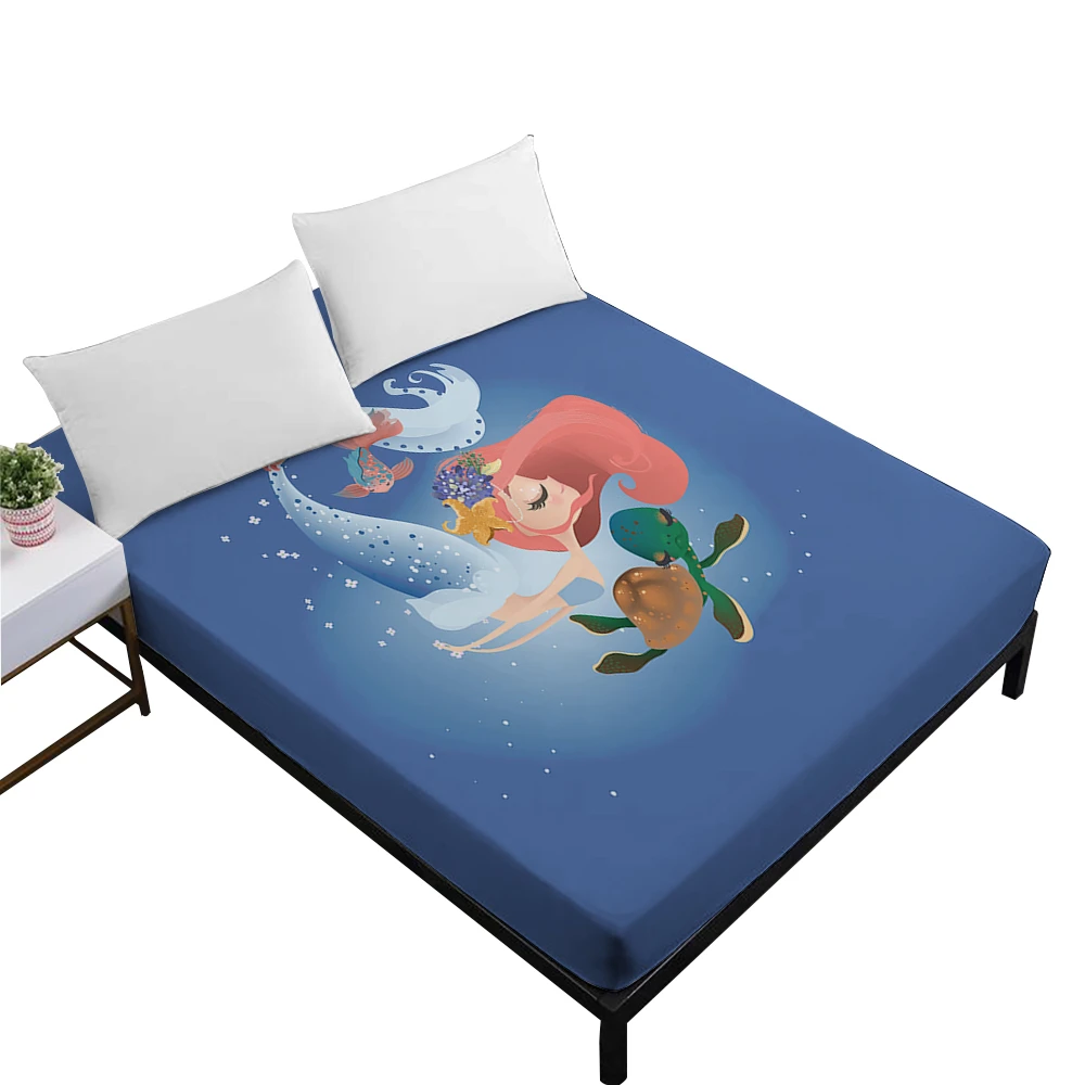 Детская кровать с рисунком из мультфильма Dreamlike простыня Русалочки С черепашками