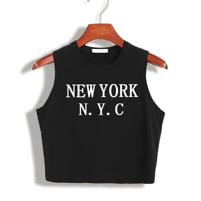 Нью-Йорк NYC буквенный принт женский укороченный топ летний сексуальный тонкий