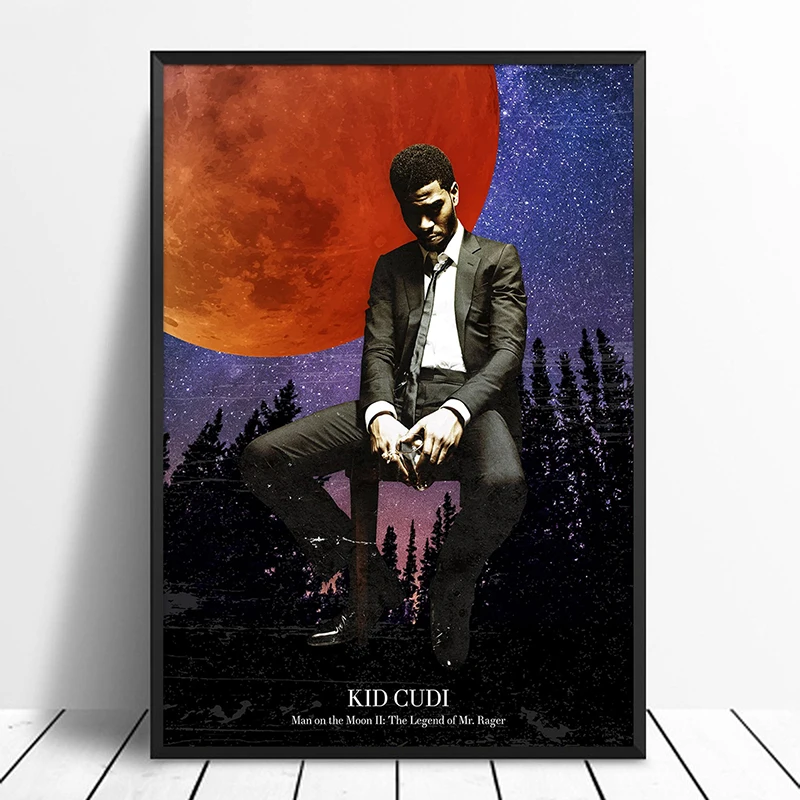 Kid Cudi - Man on The Moon Album Pop Music cover Star Poster Canvas Prints Wall Art For Living Room Home Decor | Дом и сад
