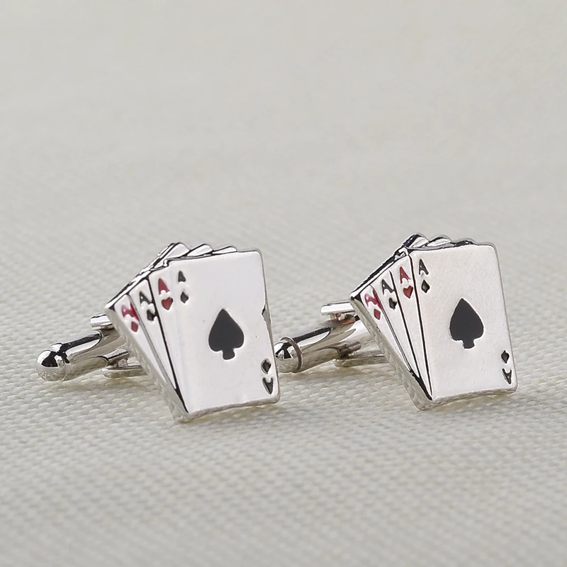 

Запонки в виде покера 4A для мужчин, модная французская рубашка с буквами, эмалированные запонки, квадратные модные дизайнерские запонки в в...