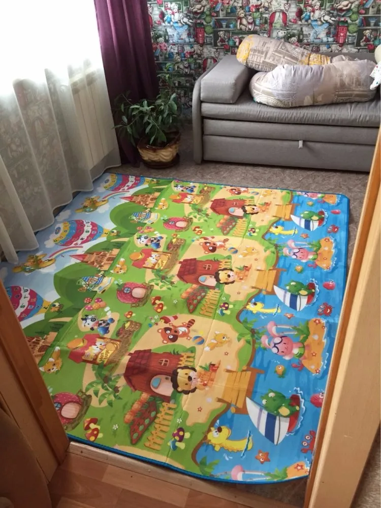 Детский игровой коврик для ползания 2*1,8 м, двусторонний Коврик для лазания с фруктовыми буквами и счастливой фермой, детские игрушки, игровой коврик, Детский ковер, Детская игра