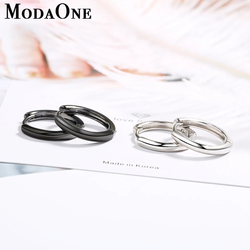 Серьги кольца ModaOne из стерлингового серебра 925 пробы женские простые черные