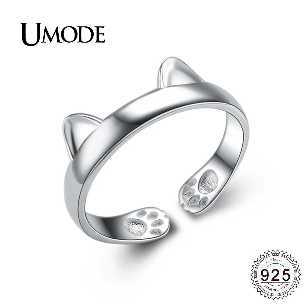 Новинка подлинные серебряные кольца в виде кошачьих ушей 100% стандарта UMODE для