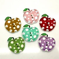 50pcs 20x19mm mixed apples pattern wooden buttons for clothes crafts sewing decorative needlework scrapbooking diy accessories