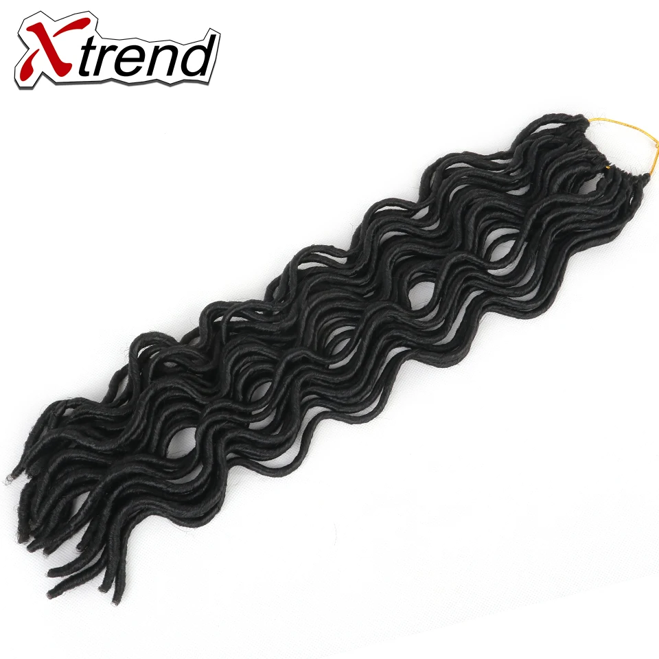 Xtrend Faux locs CURLY, вязанные крючком волосы, 20 дюймов, 24 корня, синтетические плетеные волосы для наращивания, бордовые, черные, высокотемпературные волокна