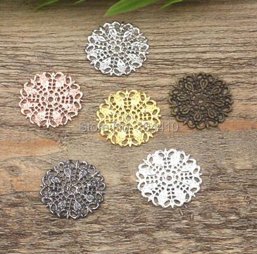 25 мм Плоская Круглая Филигрань Цветок бу Яо волосы застежки соединители