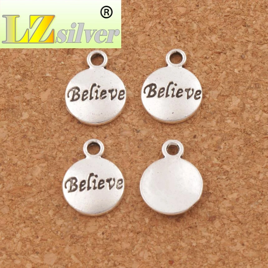 

Believe Round Spacer Charm Beads Pendants 15.4x11.8mm 35pcs Zinc Alloy/ /Bronze Jewelry DIY L350