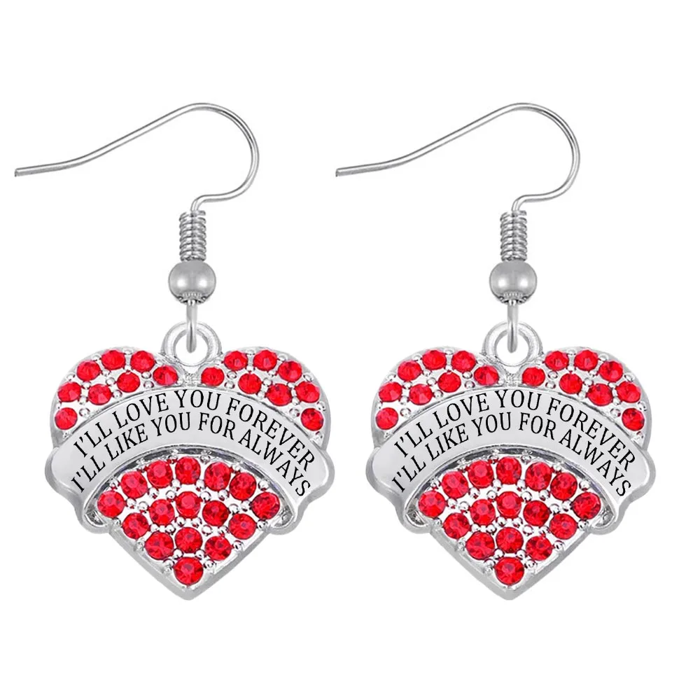 Beautiful crystal inlaid romantic love confession jewelry earrings I'LL LOVE YOU FOREVER LIKE FOR ALWAYS charm eardrop | Украшения и