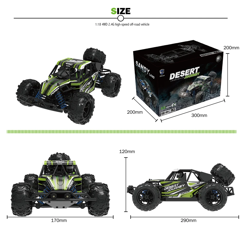 

4WD 2.4G 1:18 50km/h Radio-Controlled Hight Speed Off Road Vehicle Outdoor Racing Machine on the RC Car Toy Gift for Children
