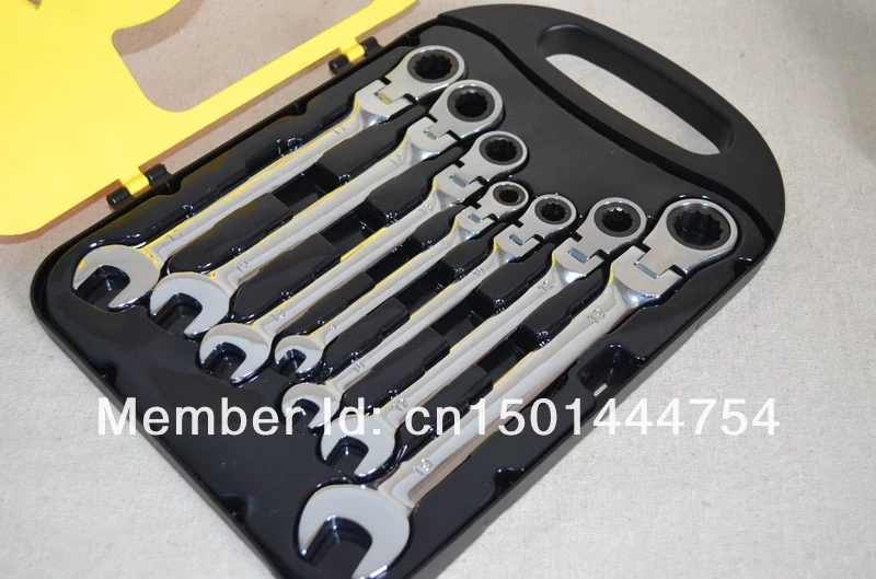 

Wholesale NEW 7pc/set CRV 72T Combination flexible Ratchet Wrench Spanner tools Set Car tool DIN. c