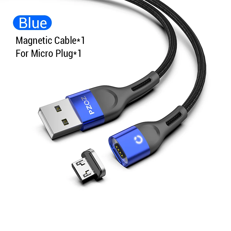 Blue For Micro PZOZ Магнитный кабель Micro USB C Быстрая Зарядка адаптер Microusb type-C магнит зарядное устройство Тип C кабель для iPhone samsung Xiaomi шнур Магнитный кабель Microusb type-C Магнитный кабель Быстрая Зарядка адаптер - Цвет: Blue For Micro