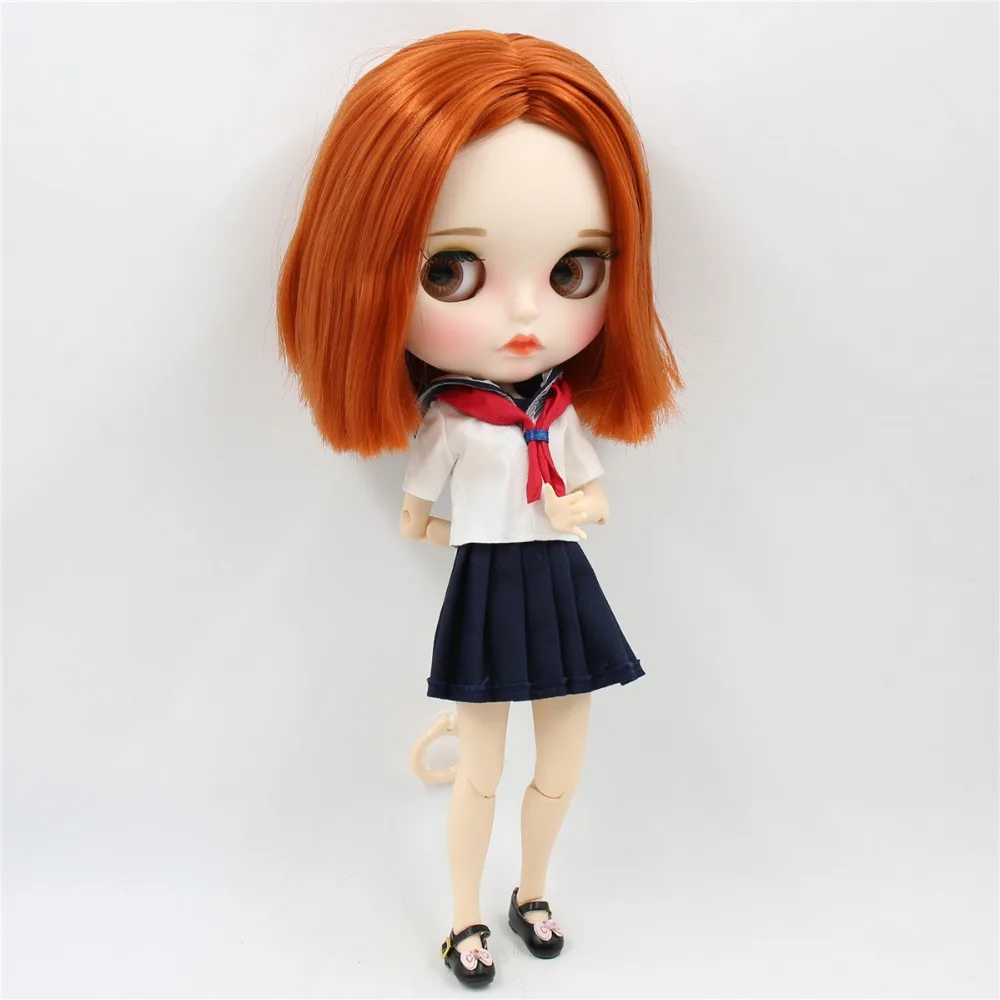 Ледяная фабрика blyth кукла 1/6 bjd белая кожа сустава тела короткие красные коричневые волосы, новое матовое лицо резные губы с бровью 30 см BL232