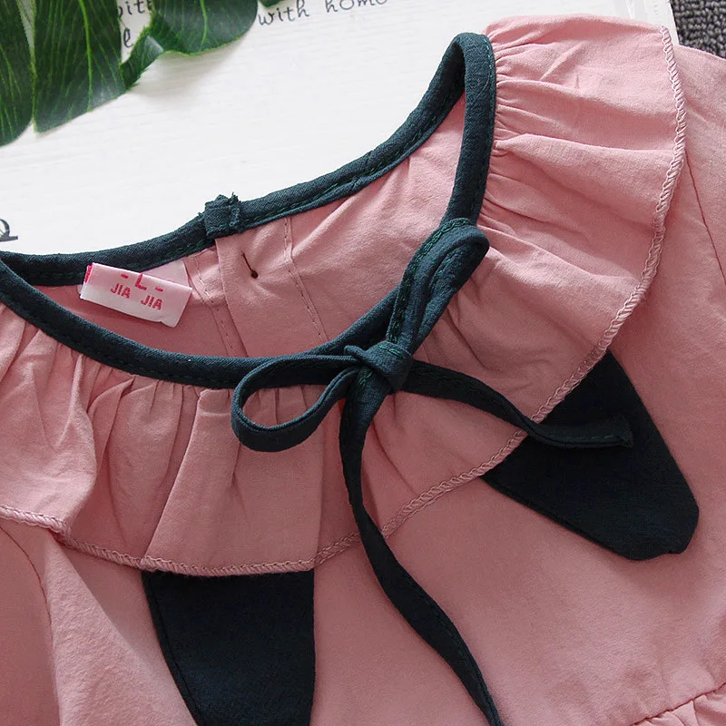 BibiCola/модное платье для новорожденных девочек весенне-осеннее однотонное с