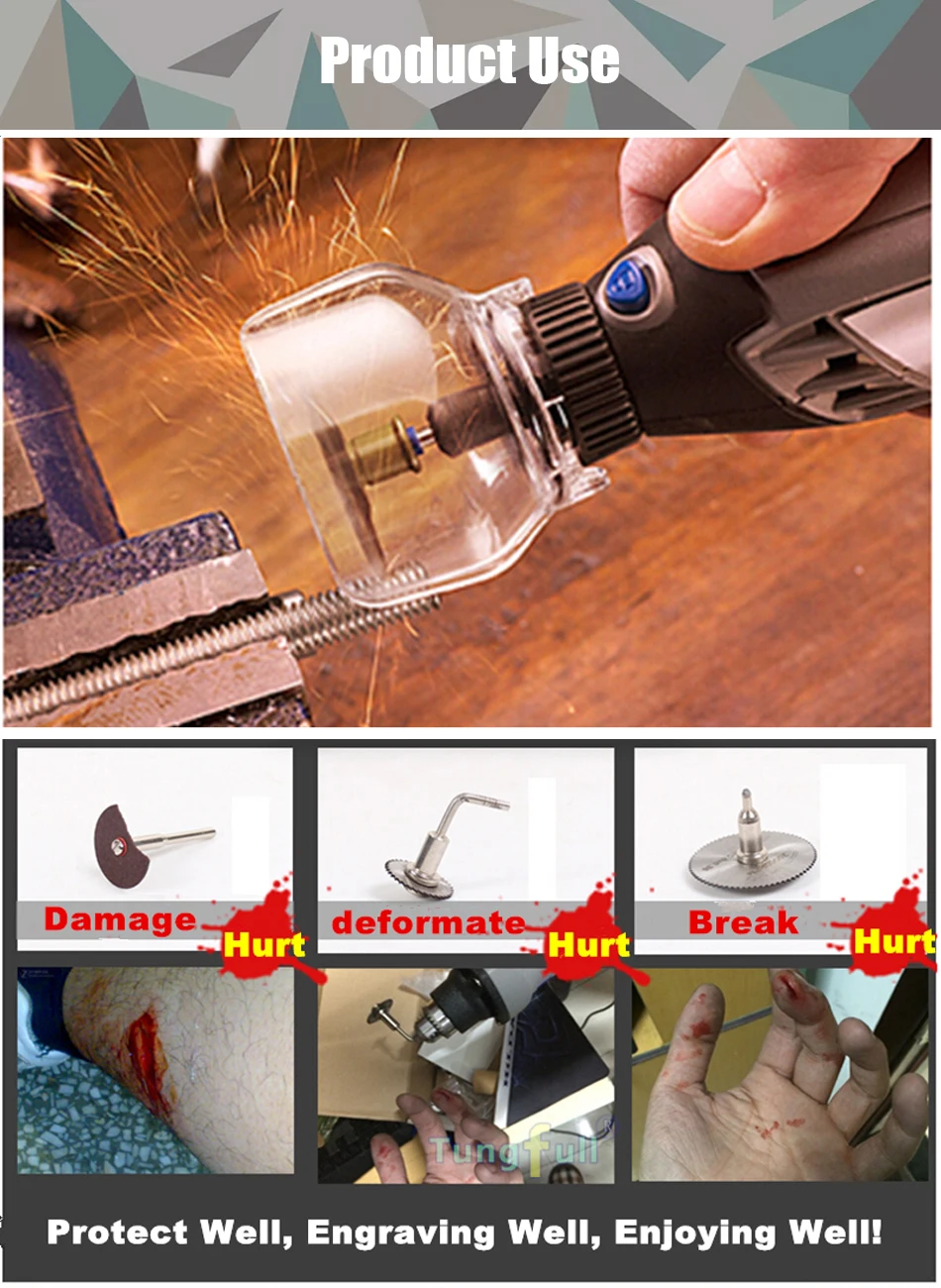 Tungfull DREMEL шлифовальный станок с защитной крышкой резной локатор шлифовальный весы с 6 в 1 деревообрабатывающие заусенцы резак Dremel роторный инструмент