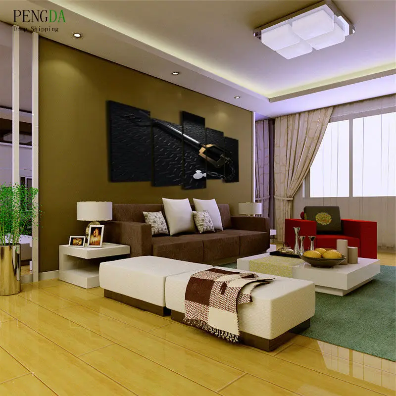 Настенная картина на холсте модульный постер с HD печатью 5 панелями аниме для