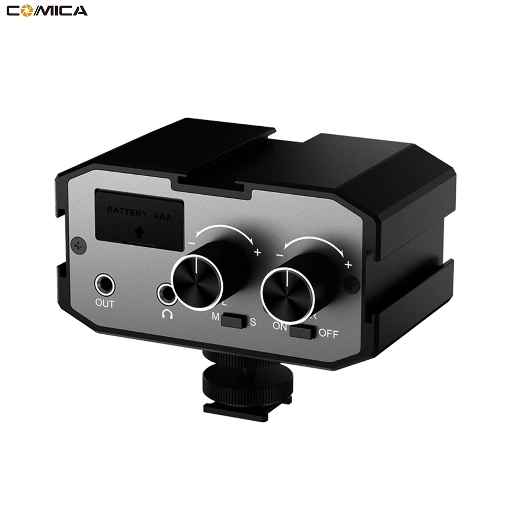 Comica CVM-AX1 моно стерео аудио адаптер смесителя микрофон для DSLR Canon EOS T6 Nikon D3300 ual усилитель каналов 3,5 мм разъем