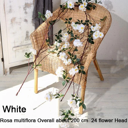 Rosa White 200cm Xuanxiaotong сиреневые искусственные цветы лоза Магнолия цветок розы из ротанга для весны свадебная АРКА аксессуары подвесная настенная гирлянда - Цвет: Rosa White 200cm