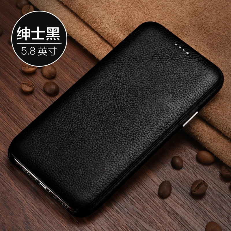 3 цвета изогнутый Ретро чехол из натуральной кожи для iphone X XS Max из натуральной воловьей кожи личи флип деловой чехол для телефона