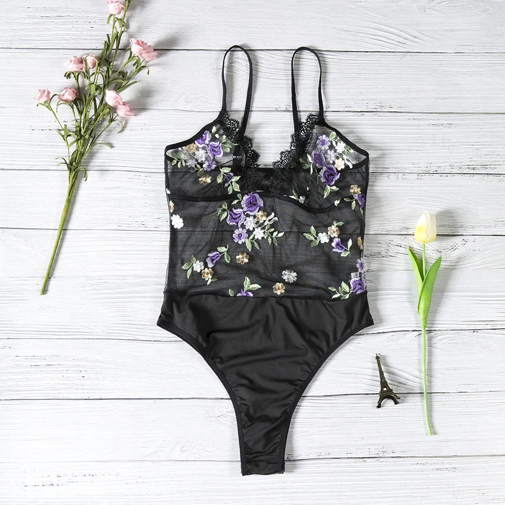 Женское прозрачное Сетчатое Боди без рукавов с глубоким V-образным вырезом 2018 |