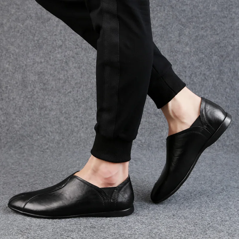 Роскошные мужские мокасины без шнуровки из натуральной кожи повседневные