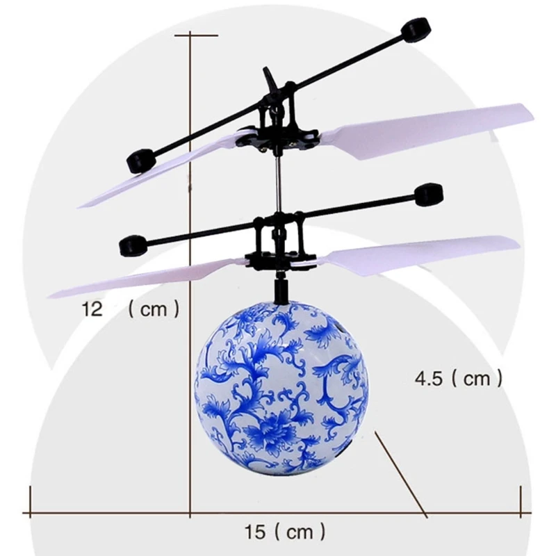 Синий и белый RC летающих шариков Drone шар вертолет светодиодный освещение