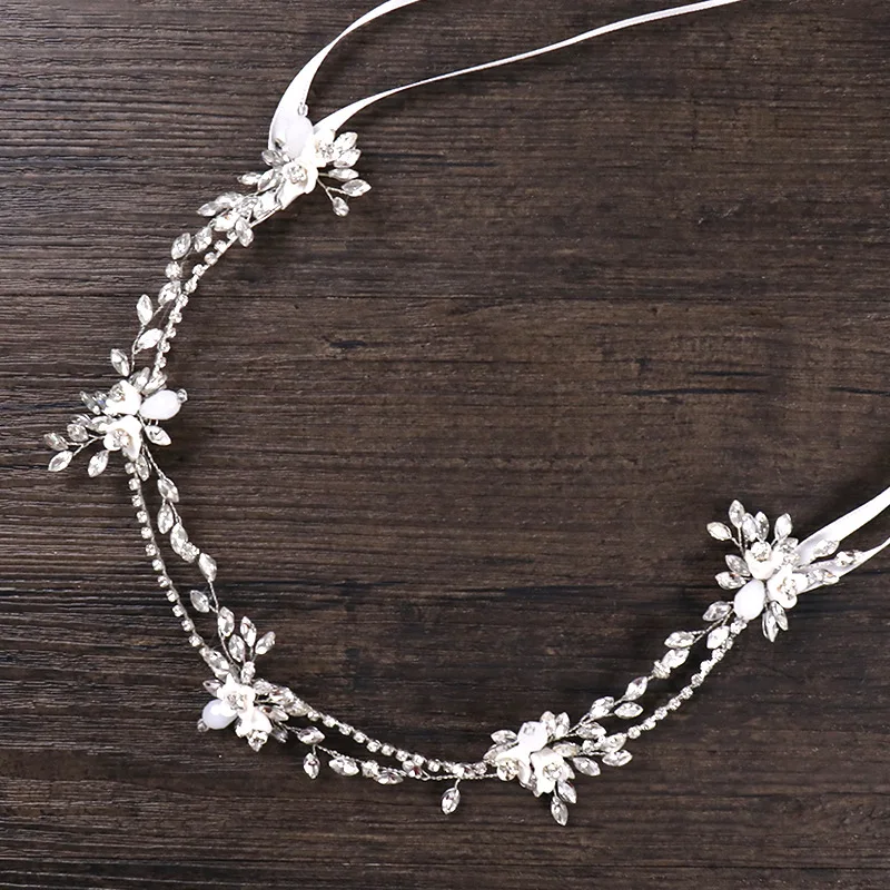 TUANMING Свадебные Кристалл Перл Hairband серебряные свадебные аксессуары для волос