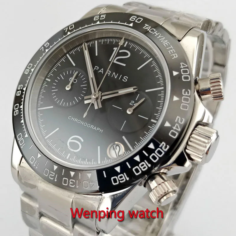 Часы мужские с керамическим циферблатом и хронографом 39 мм|Кварцевые часы| |