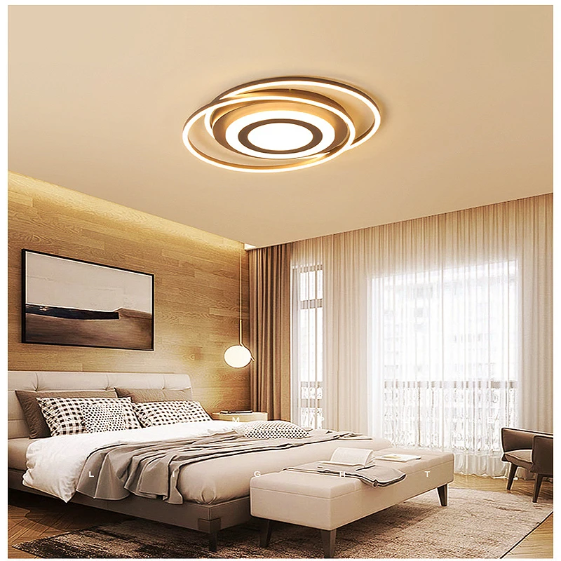 

Led ceiling lamp creative brown Nordic bedroom living room Indoor Lighting RC Dimmable Pendant light