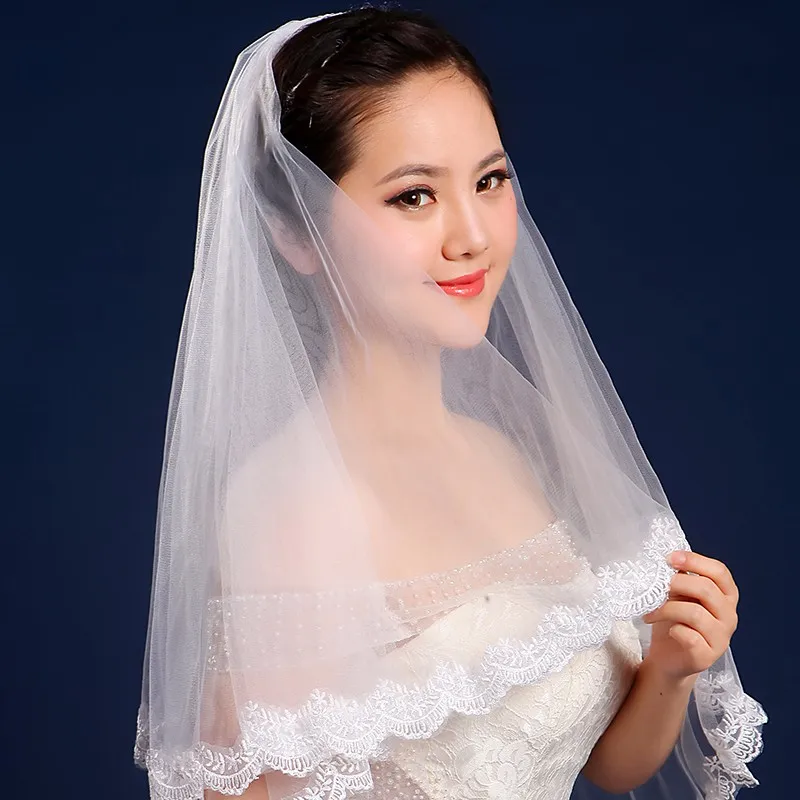 1,5 м красивый кружевной изящный Цветок Кружевной Край Mantilla свадебное платье с вуалью для невесты
