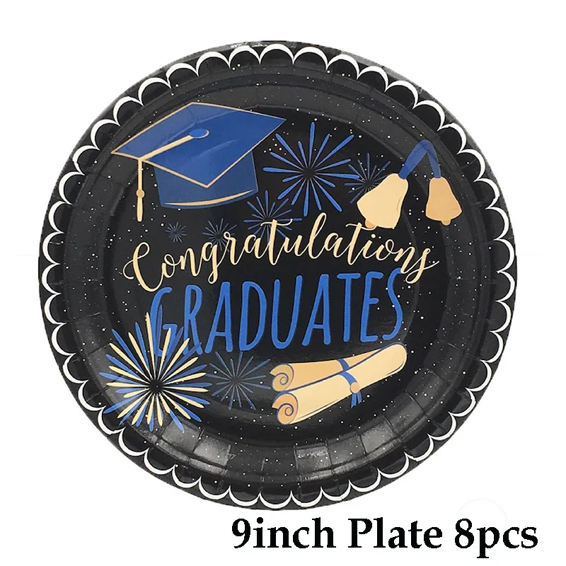 9inch plate 8pcs Вечерние принадлежности для выпускного, столовые приборы, бумажные тарелки, салфетки для стаканчиков, одноразовые столовые приборы, украшения на день рождения, Детские праздничные принадлежности - Цвет: 9inch plate 8pcs