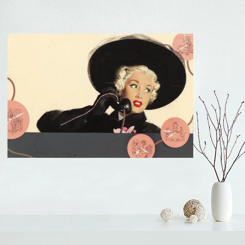 Хороший на заказ Pin Up Девушки Холст плакат печать живопись искусство настенный Шелковый плакат ткань печать ткань плакат - Цвет: Лиловый