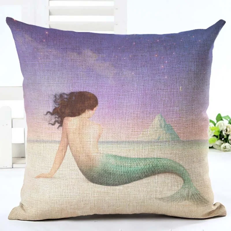18 дюймов модный стиль наволочка с принтом русалки декоративная для дома из