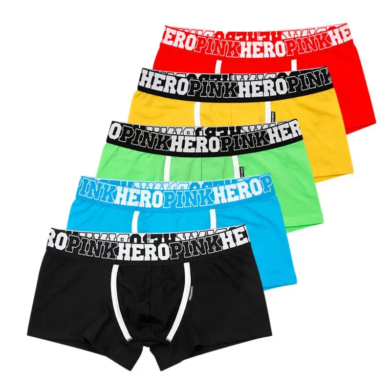 Pink Heroes, 5 шт./лот, мужское нижнее белье, боксеры, модные, в полоску, хлопок, мужские боксеры, нижнее белье, дешевая брендовая одежда, мужское нижнее белье, шорты - Цвет: 5 colors