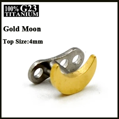 Gold Moon 1 шт. Титан база циркон, луна, звезда, сердце, опал, цветок топ микродермальный Якорь Пирсинг Циркон Топы корректирующие кожи Diver пирсинг - Окраска металла: Gold Moon