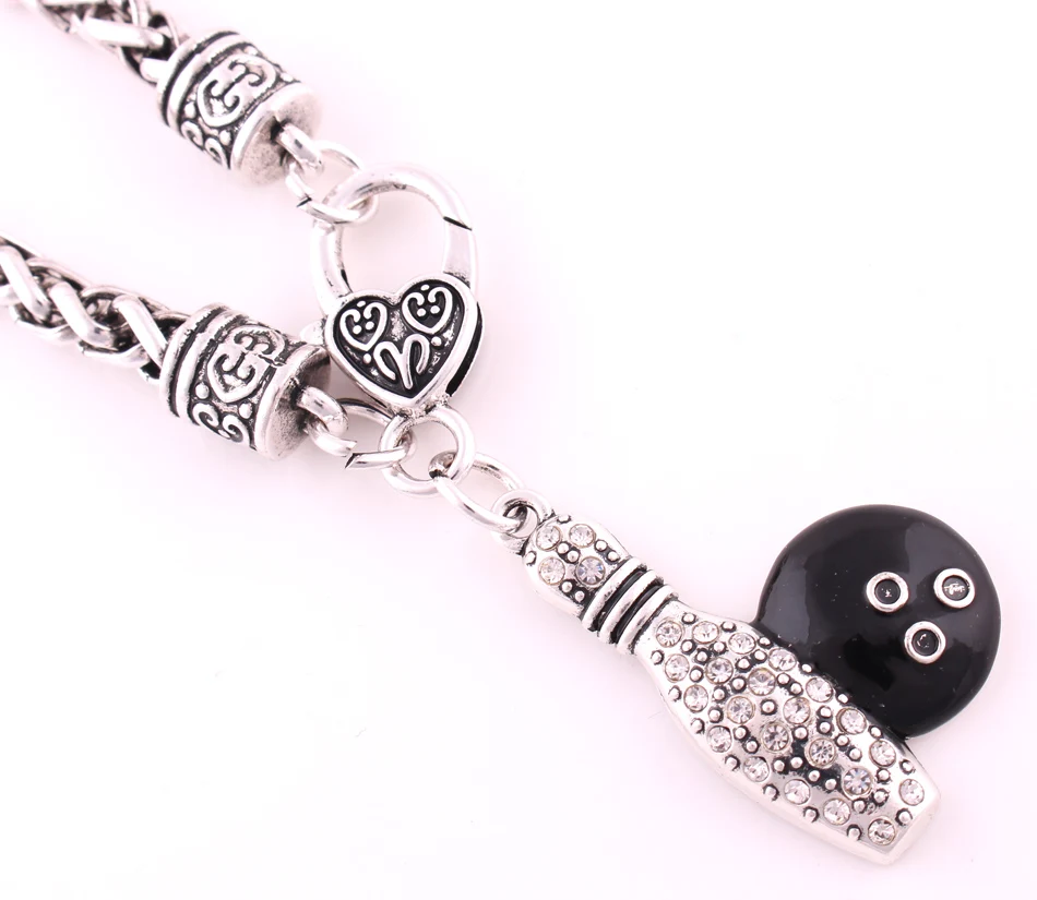 Булавка для боулинга черный прозрачный кристалл модный серебряный