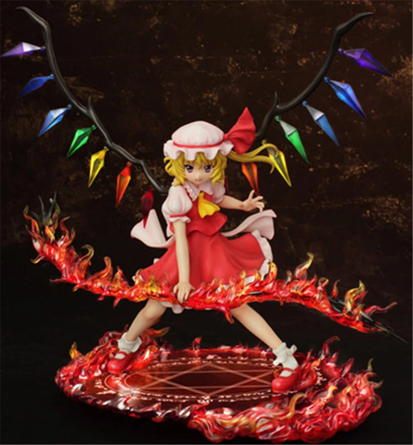 Haocaitoy New Japanese Related Anime Doll Flandre Scarlet PVC Action Figure Collectible Girl Model Toys with Red Sword 25cm |