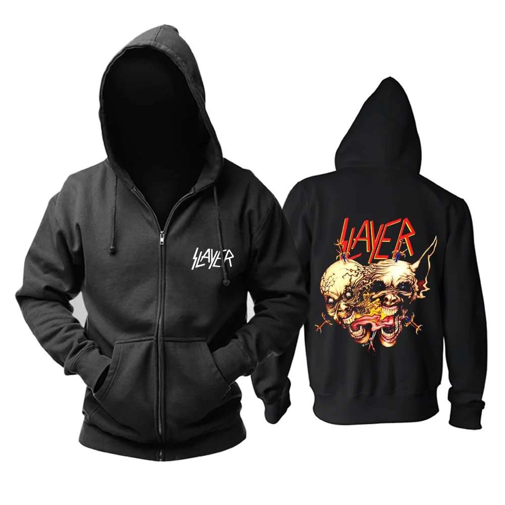 26 дизайнов Slayer, хлопковые мягкие толстовки в стиле рок, куртка в виде ракушки, толстовка на молнии в стиле панк с тяжелым металлом, флисовая верхняя одежда sudadera Skull - Цвет: 18