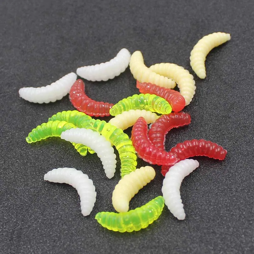 DONQL, 50 шт./лот, приманка для рыбной ловли Maggot Grub, Мягкая приманка, приманки с запахом червей, смешанные цвета, мягкие, хлеб, жук, бионические приманки для ловли форели