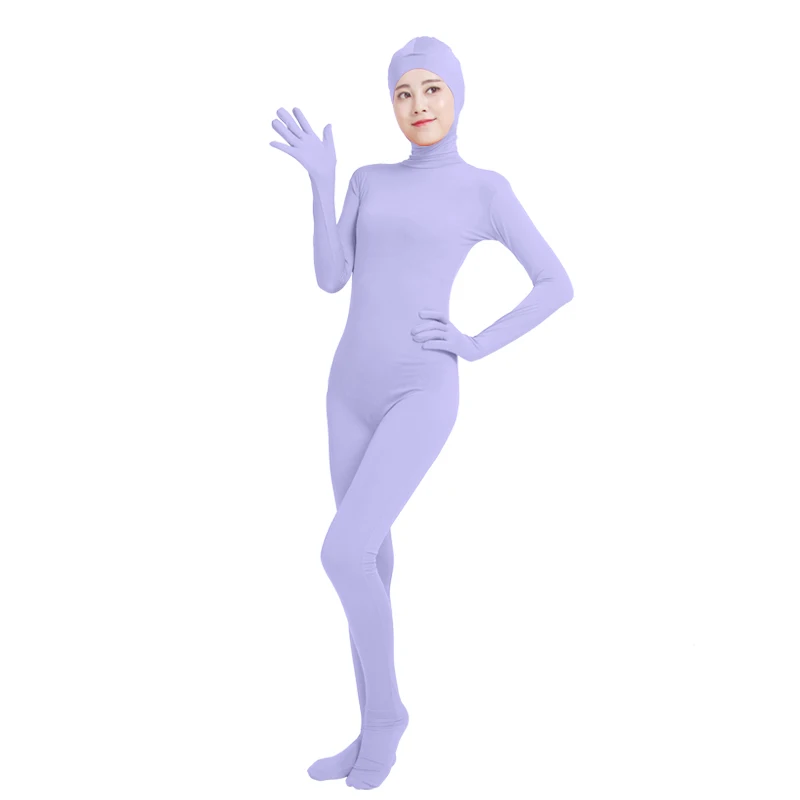 Light Purple Ensnovo, унисекс, косплей, Zentai, костюмы для женщин и мужчин, для взрослых, с открытым лицом, на все тело, спандекс, зентай-костюм, черный, боди, костюмы для косплея - Цвет: Light Purple