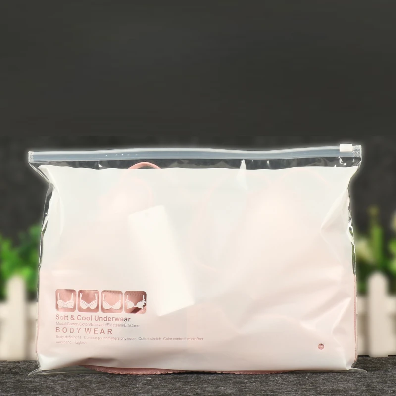 BH Frau Unterwäsche weißes Druckmuster Transparent Reseal Package Bag Kunststoff Horizontale dedizierte Schieber Reißverschluss Laden Badeanzug