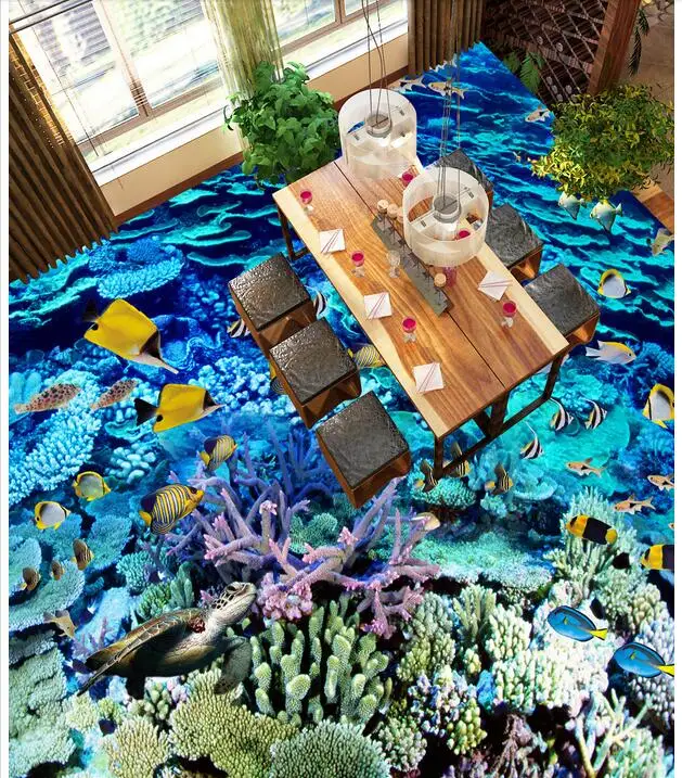 

3d напольное покрытие, водонепроницаемая настенная бумага для ванной комнаты, пользовательская фотография, ПВХ наклейка, украшение для сине...