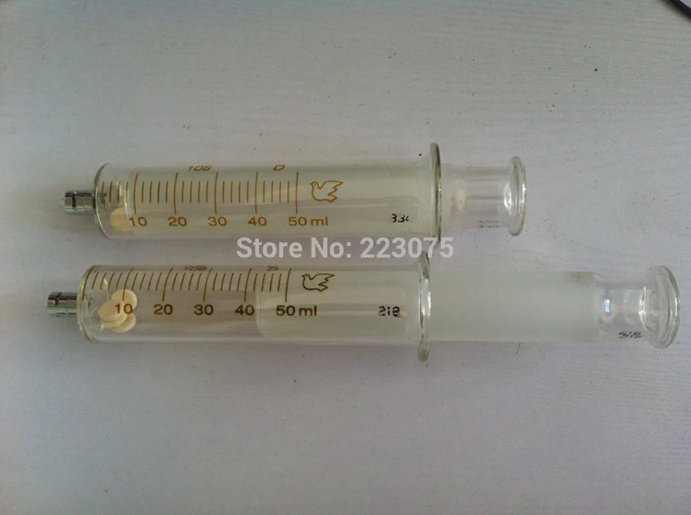 

Hot 50ml Glass Syringe Luer Lock Head Glass Injector Glass Sampler