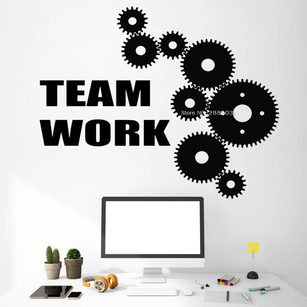 Gearwheel команда работы фрески офисные настенные наклейки постер рабочий зал Фон