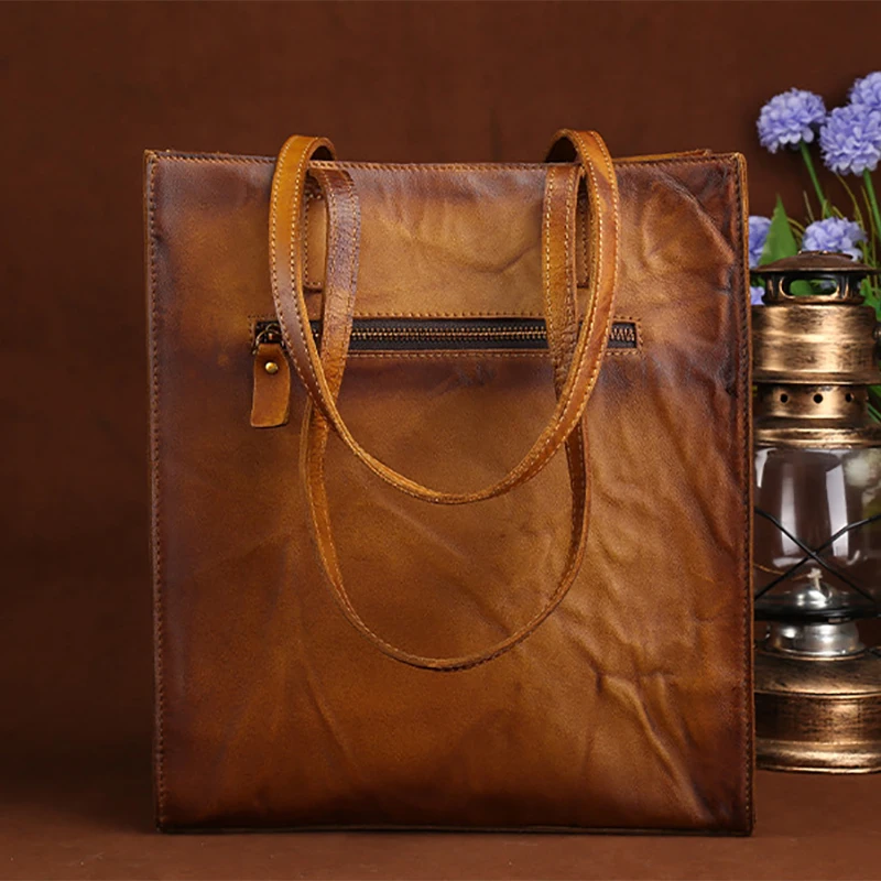 Изготовленная из первого слоя воловьей кожи сумка для женщин винтажная