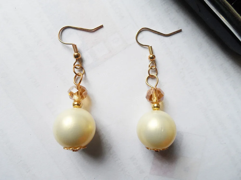 Горячие Красивые цвета шампанского Золото Кристалл жемчужные серьги Висячие