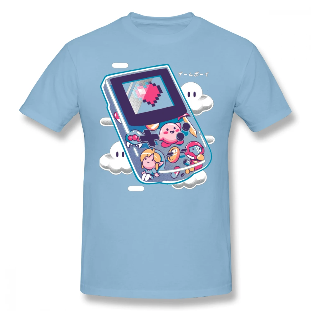 Небесно-голубой Для мужчин PS игры Фолк Kriby Super Mario Bros футболка Новое поступление Camiseta хлопок футболки - Цвет: Небесно-голубой