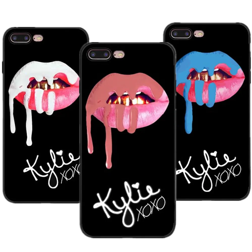Черный Мягкий Силиконовый ТПУ чехол для телефона Kylie Jenner губная помада с